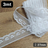 3 meters white Lace 27mm #DEN250620C - ACCESSOIRES LEDUC BV